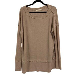 Free People We the Free North Shore Oversized Thermal Top in Sand Size S‎